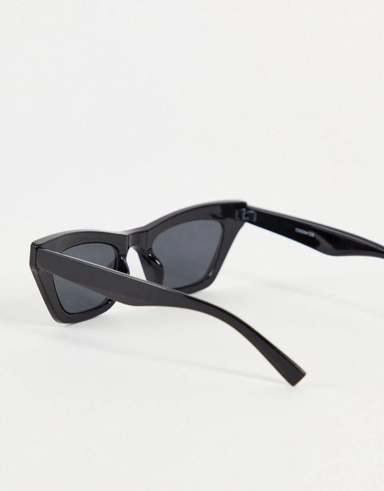 商品ASOS|ASOS DESIGN square cat eye sunglasses with bevel in black,价格¥93,第3张图片详细描述