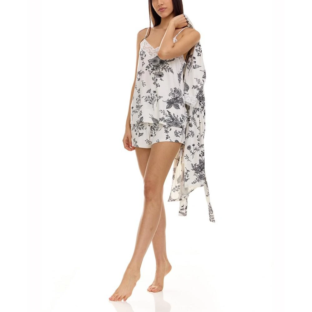 商品Flora Nikrooz|Women's Ava Printed Knit 3 Piece Travelset with Lace,价格¥371,第4张图片详细描述