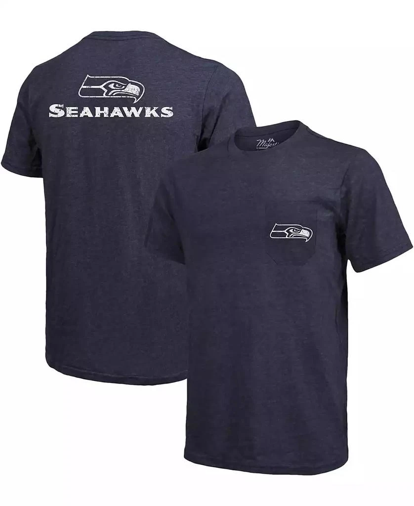 商品Majestic|Seattle Seahawks Tri-Blend Pocket T-shirt - College Navy,价格¥373,第1张图片