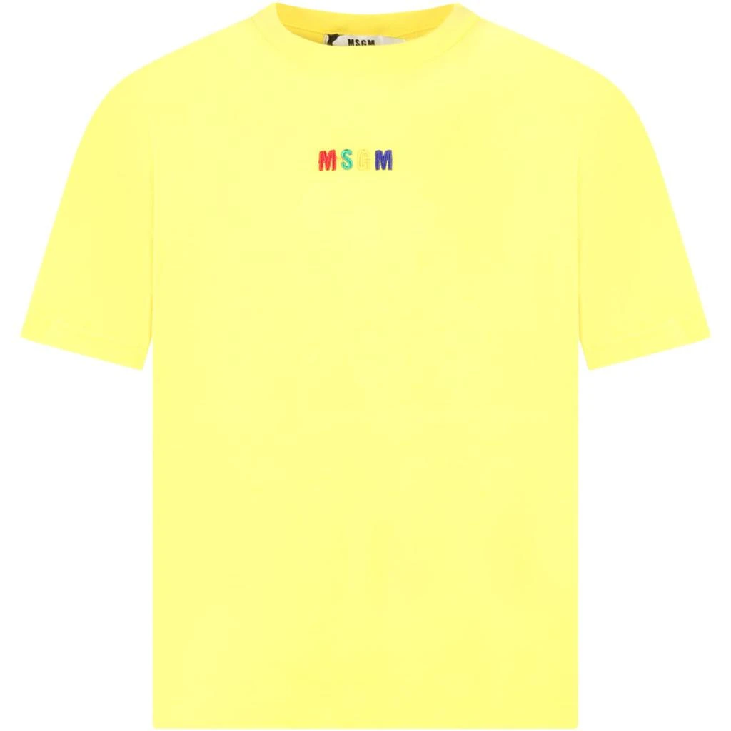 商品MSGM|Yellow T-shirt For Kids With Multicolor Logo,价格¥598,第1张图片