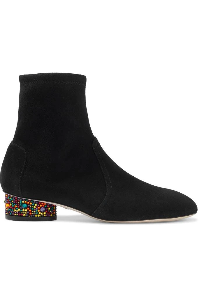 商品Stuart Weitzman|Flash 30 crystal-embellished stretch-suede sock boots,价格¥1457,第1张图片