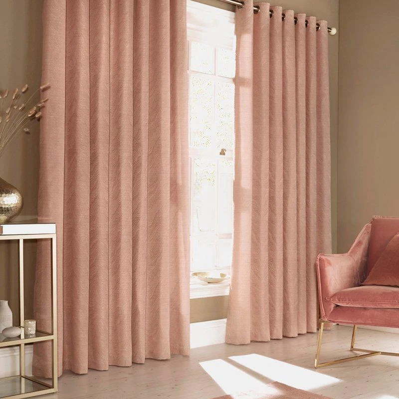 商品Furn|Furn Himalaya Jacquard Design Eyelet Curtains (Pair) (Blush Pink) (66x90in) (66x90in) 66X90IN,价格¥897,第2张图片详细描述