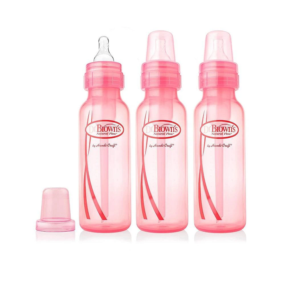 商品Dr. Browns|Natural Flow Anti-Colic Baby Bottles, Pink, 8oz,价格¥205,第1张图片
