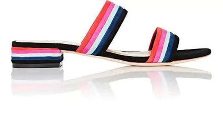 商品Loeffler Randall|Rubie Striped Suede Slide Sandals,价格¥1035,第1张图片