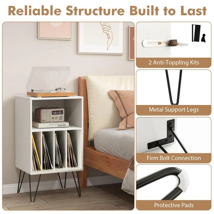 商品Hivvago|Record Player Stand with Charging Station for Living Room Bedroom,价格¥1023,第5张图片详细描述