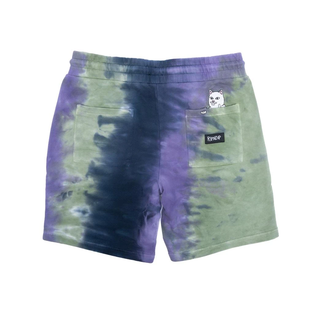 商品RIPNDIP|Ripndip Rubber Logo Sweatshorts (Sage/Slate Tie Dye),价格¥529,第2张图片详细描述