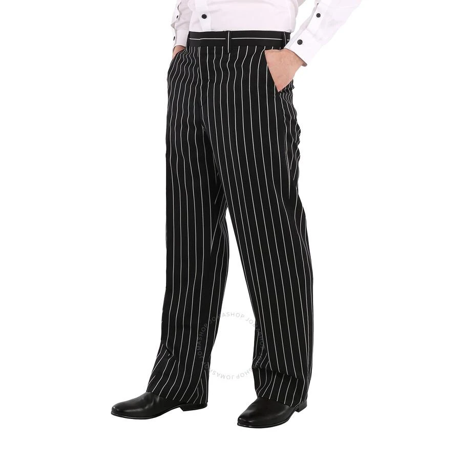 商品Burberry|Black Stretch Wool Pinstriped Wide-leg Tailored Trousers,价格¥942,第2张图片详细描述