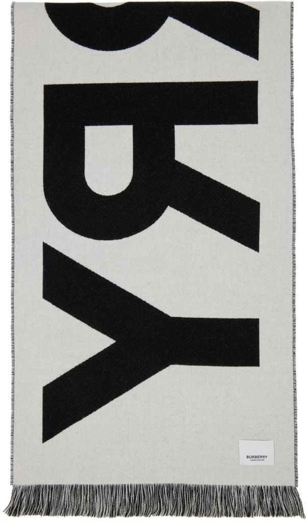 商品Burberry|Black & Gray Logo Wool Jacquard Scarf,价格¥2907,第2张图片详细描述