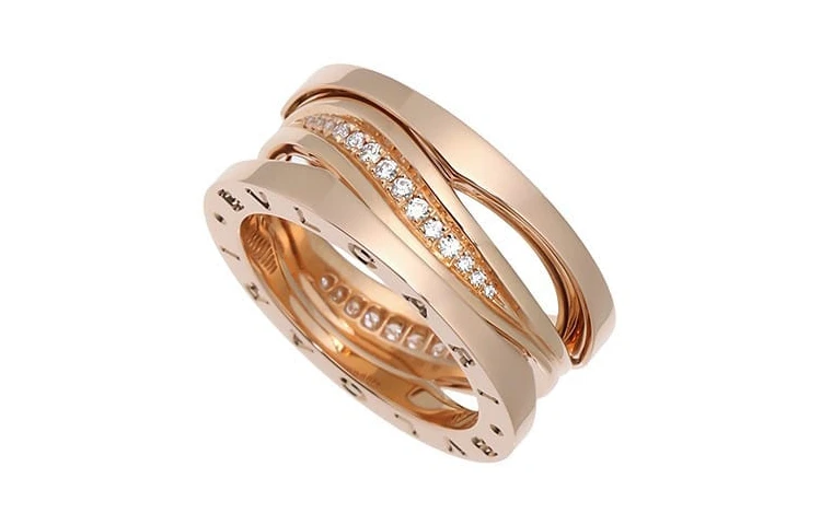 商品[国内直发] BVLGARI|宝格丽 B.Zero1系列 18K玫瑰金 镂空款 窄版 带钻戒指  情侣款,价格¥38877,第1张图片