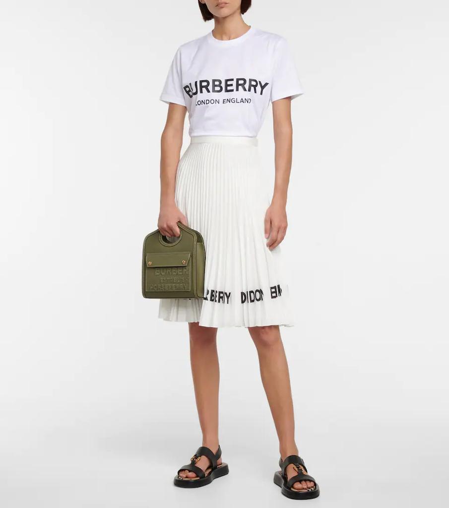 商品Burberry|Pocket Mini leather-trimmed canvas tote,价格¥8551,第7张图片详细描述