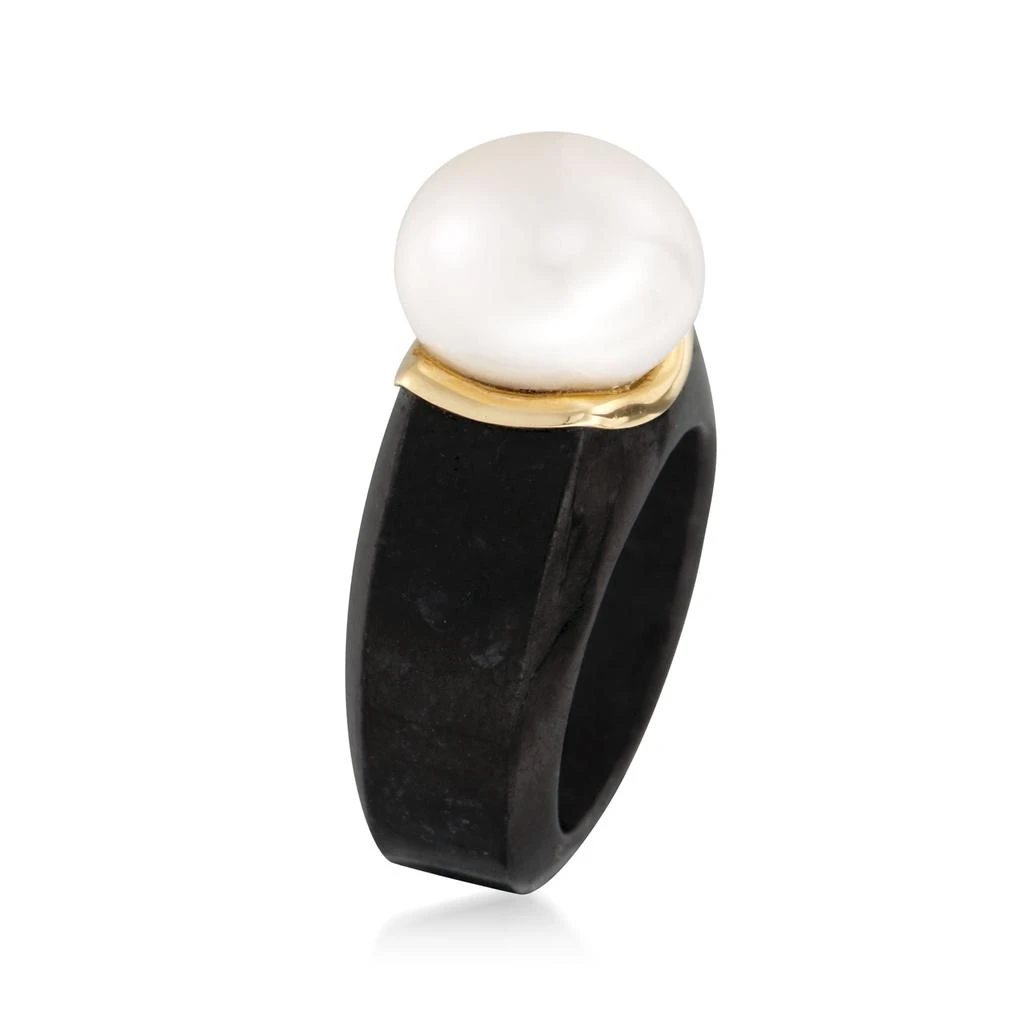 商品Ross-Simons|13-13.5mm Cultured Pearl Ring in Black Jade and 14kt Yellow Gold,价格¥1359,第3张图片详细描述