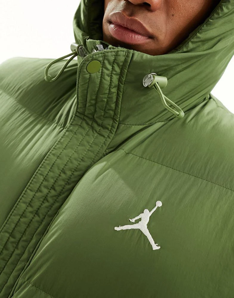 商品Jordan|Jordan Flight Essentials hooded puffer coat in olive green,价格¥1209,第3张图片详细描述