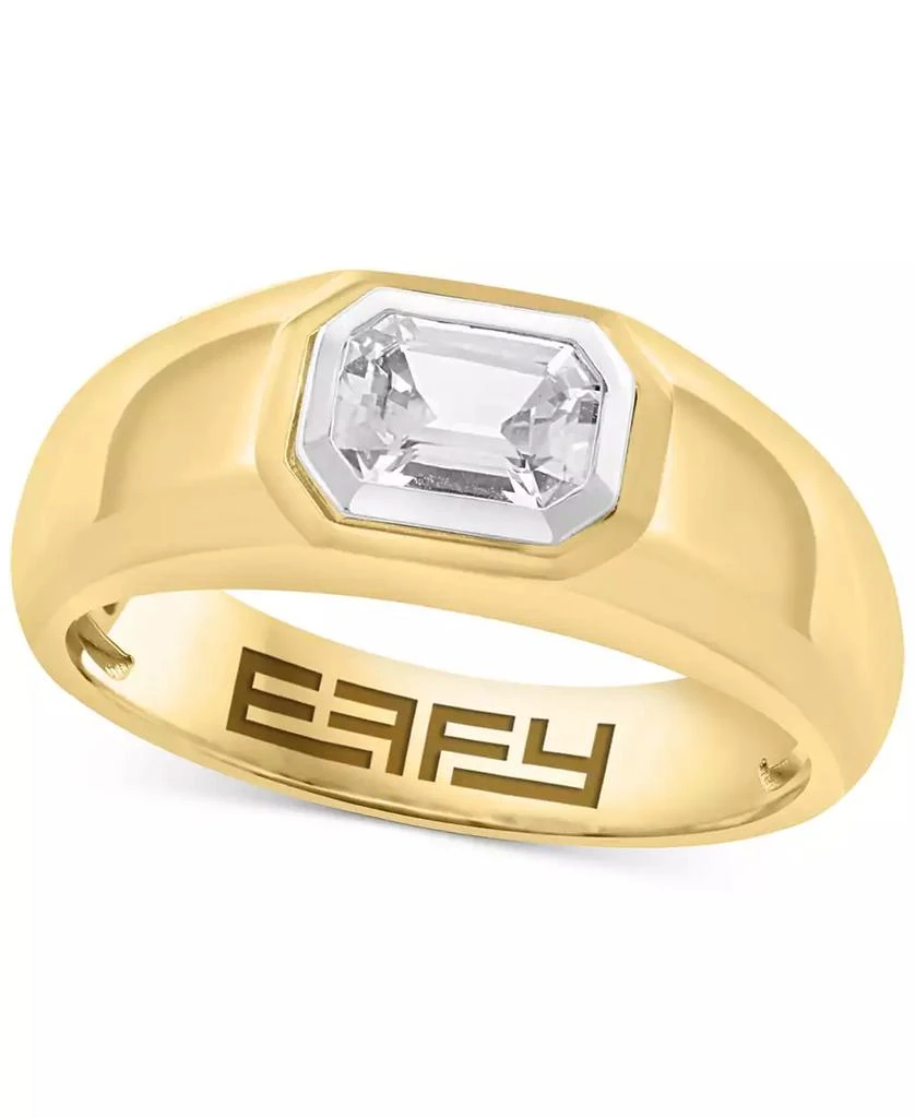 商品Effy|EFFY® Men's White Sapphire Bezel Ring (1-1/20 ct. t.w.) in Gold-Plated Sterling Silver,价格¥4487,第1张图片