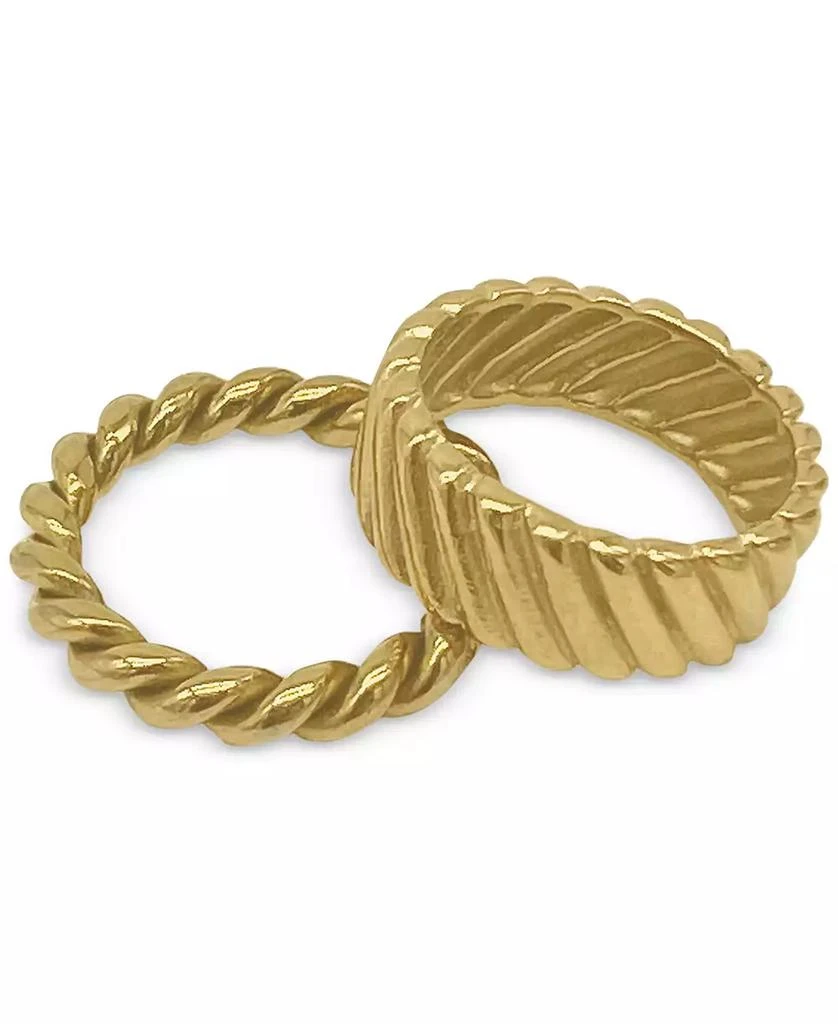 商品ADORNIA|14k Gold-Plated 2-Pc. Set Cable & Twist Rings,价格¥165,第1张图片