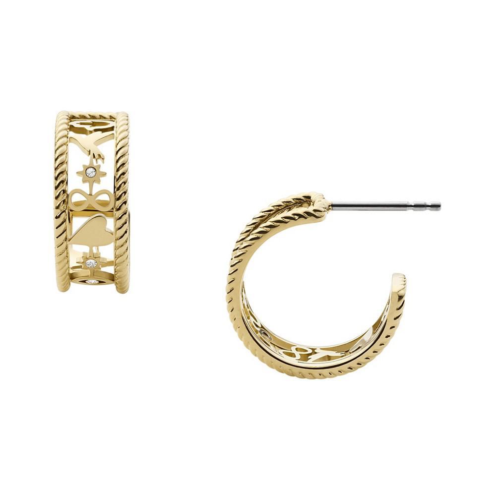商品Fossil|Sadie Golden Icons Gold-tone Stainless Steel Hoop Earrings,价格¥407,第1张图片