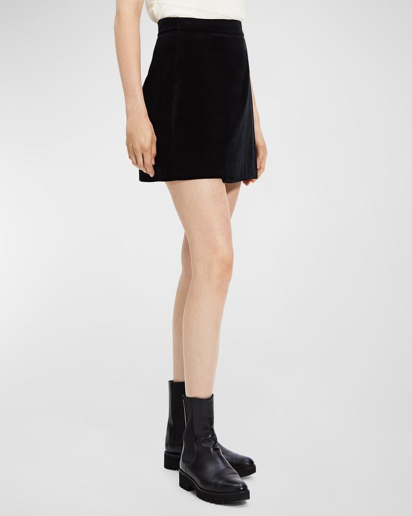商品Theory|Stretch Velvet Mini Wrap Skirt,价格¥1902,第1张图片
