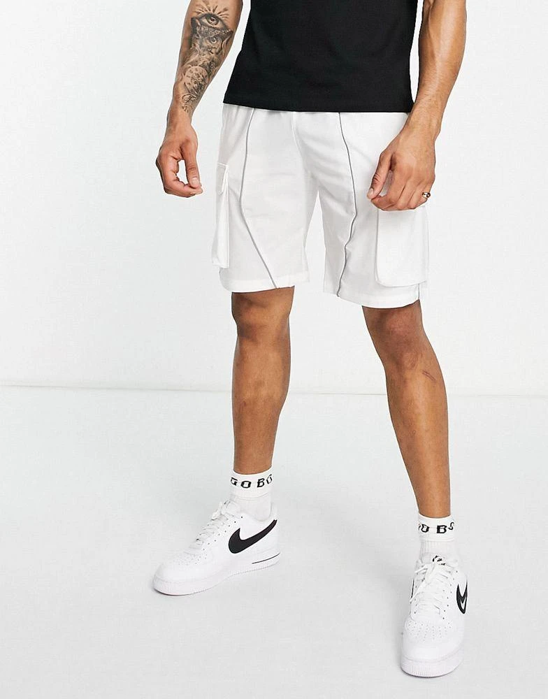 商品American Stitch|American Stitch jersey cargo shorts in white,价格¥209,第4张图片详细描述