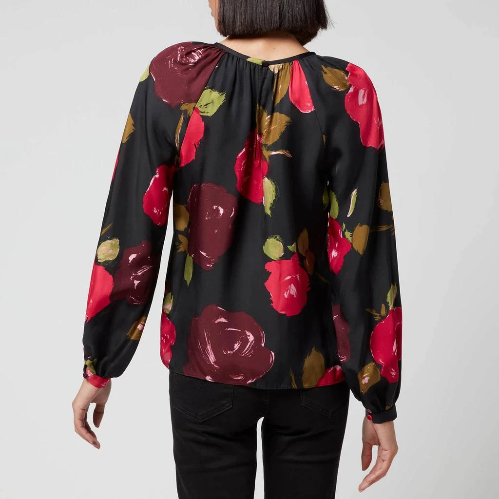 商品Kate Spade|Kate Spade New York Women's Brushy Roses Key Hole Top - Black,价格¥415,第2张图片详细描述