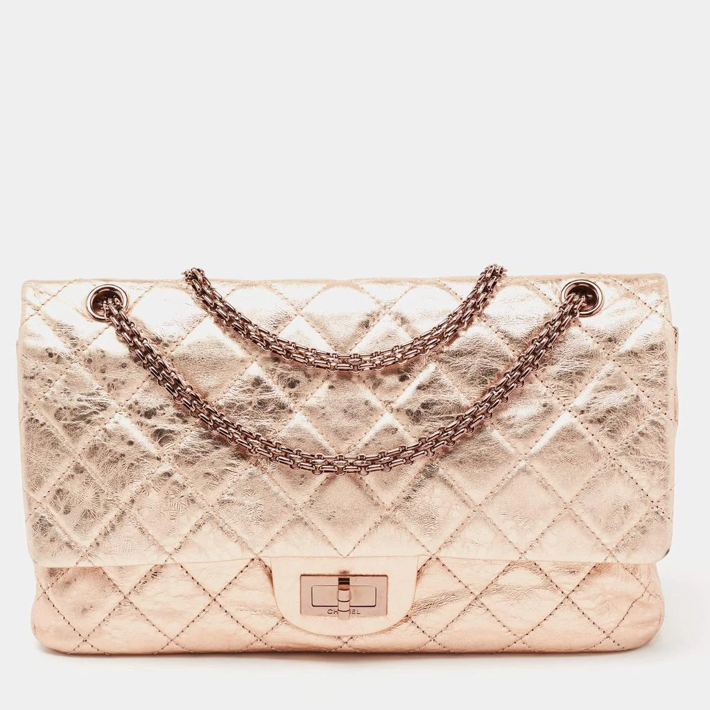 商品[二手商品] Chanel|Chanel Metallic Rose Gold Crinkled Quilted Leather Reissue 2.55 Classic 227 Jumbo Flap Bag,价格¥25789,第1张图片