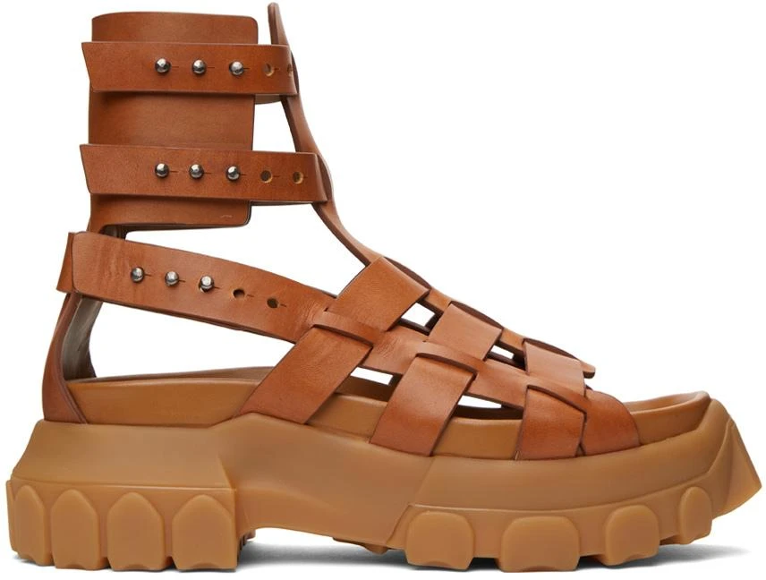 商品Rick Owens|Tan Hiking Tractor Sandals,价格¥4584,第1张图片