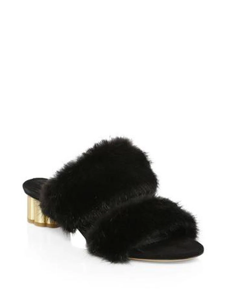 商品Salvatore Ferragamo|Salvatore Ferragamo - Belluno Mink Fur Mules,价格¥4244,第1张图片