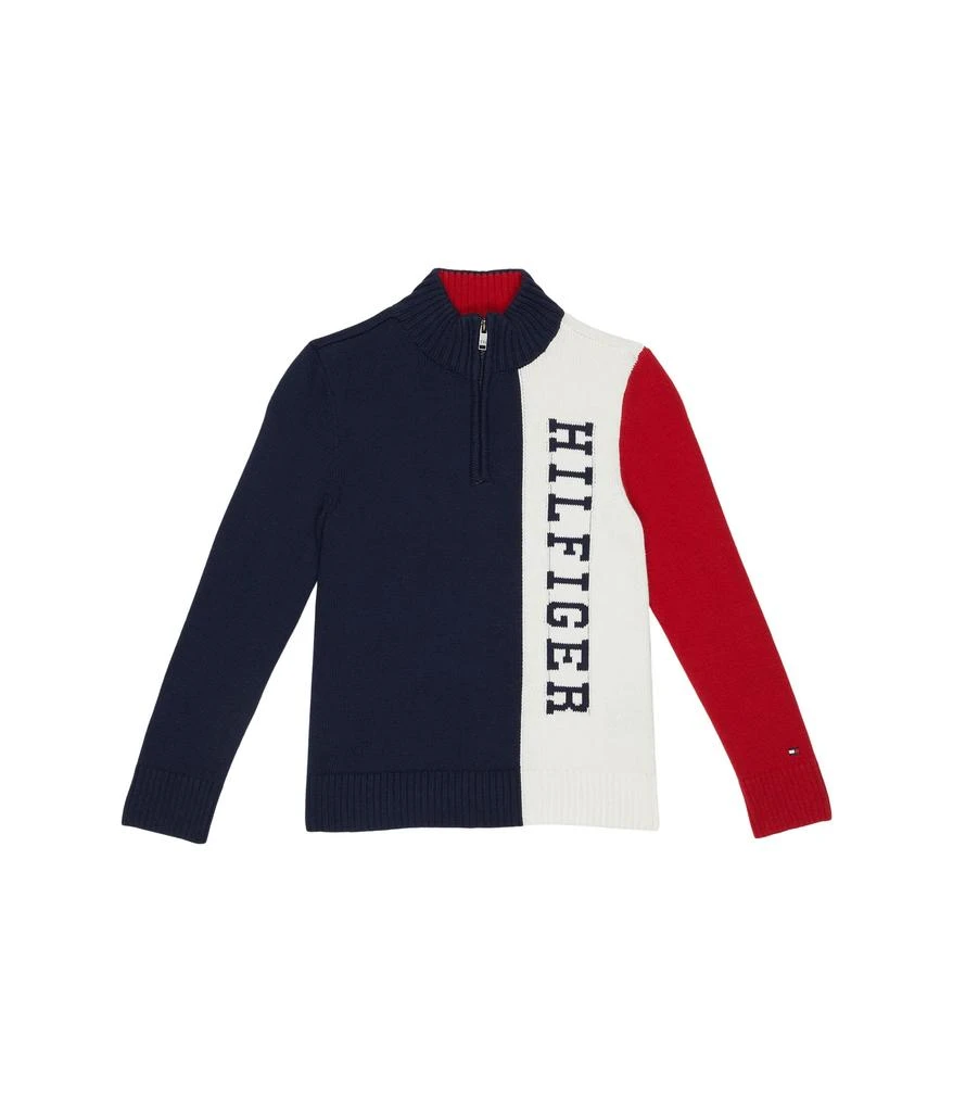 商品Tommy Hilfiger|1/4 Zip Solid H Logo Sweater (Little Kids),价格¥374,第1张图片