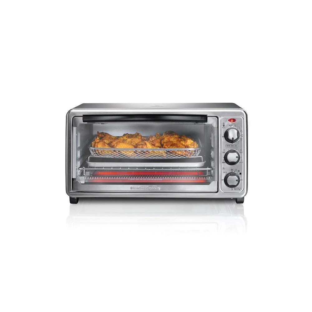 商品Hamilton Beach|Sure-Crisp™ Air Fryer Toaster Oven, 6 Slice Capacity, Stainless Steel Exterior,价格¥722,第1张图片
