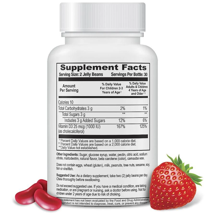 商品VitaWorks|Kids Vitamin D3 1000 IU Jelly Beans Strawberry,价格¥100,第3张图片详细描述