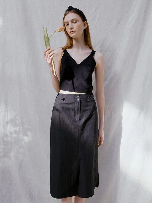 [Conscious] H-line Slit Midi Skirt_2color 商品