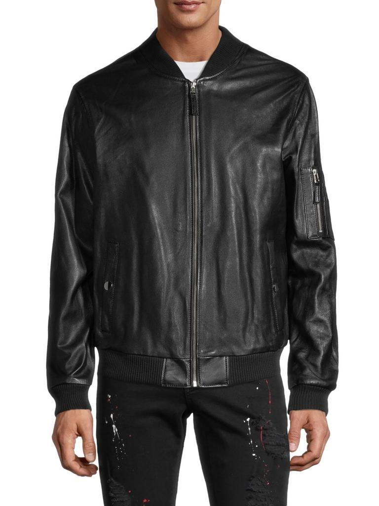 商品RON TOMSON|​Sleeve-Pocket Leather Bomber Jacket,价格¥1829,第1张图片
