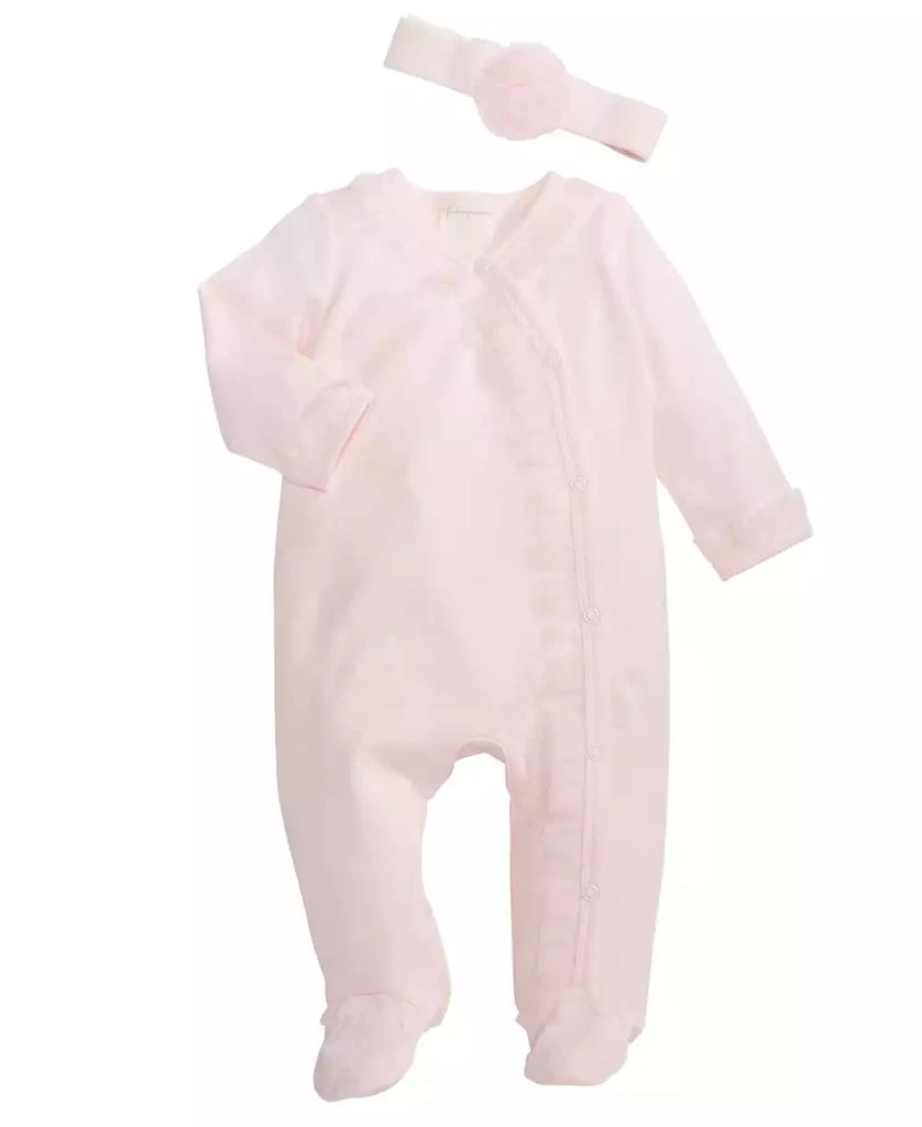 商品First Impressions|Baby Girls Ruffle Footie and Headband, 2 Piece Set, Created for Macy's,价格¥73,第1张图片