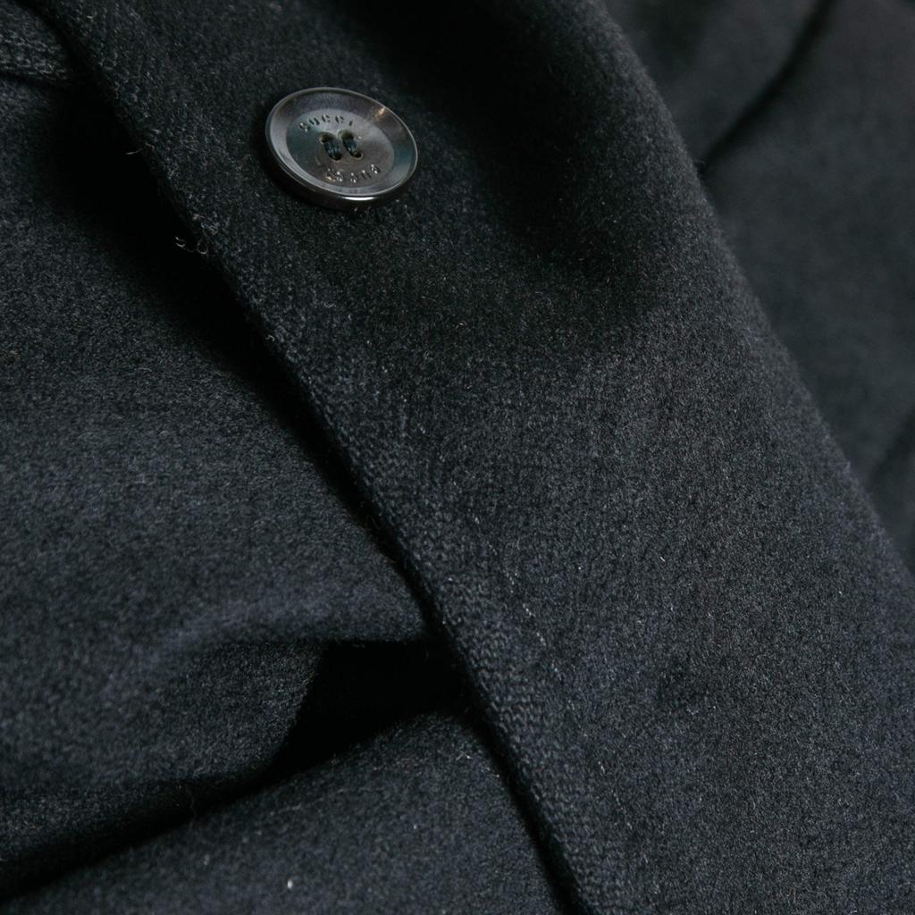 Gucci Black Wool Detachable Collar Double-Breasted Coat S商品第4张图片规格展示