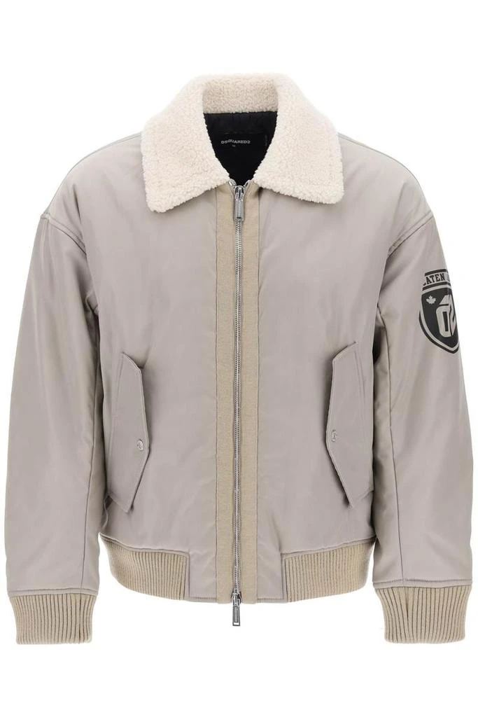 商品DSQUARED2|Padded Bomber Jacket With Collar In Lamb Fur,价格¥4421,第1张图片