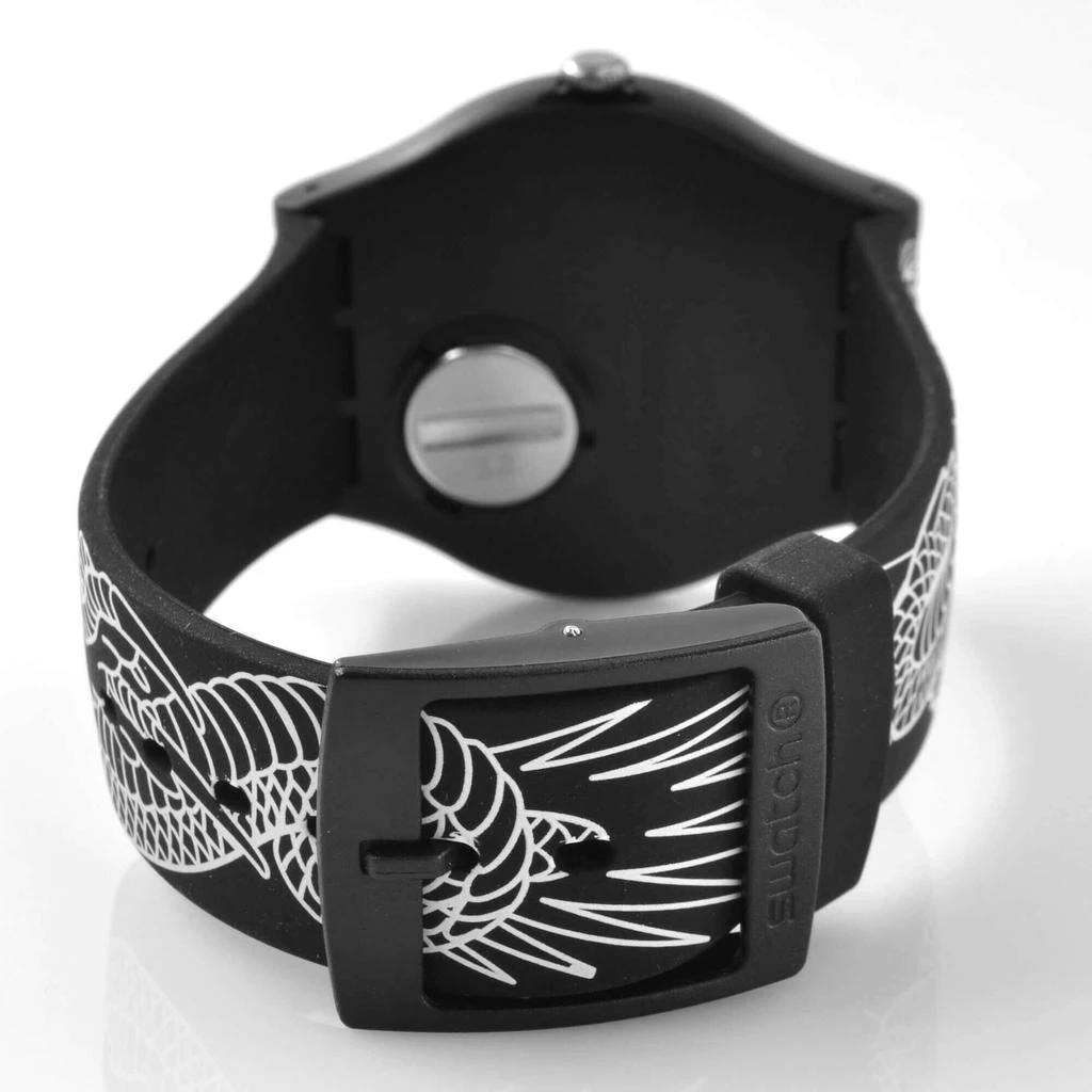 商品Swatch|Swatch Men's Watch - Draconem Swiss Quartz Black and White Dial Rubber Strap | SUOZ150,价格¥677,第3张图片详细描述