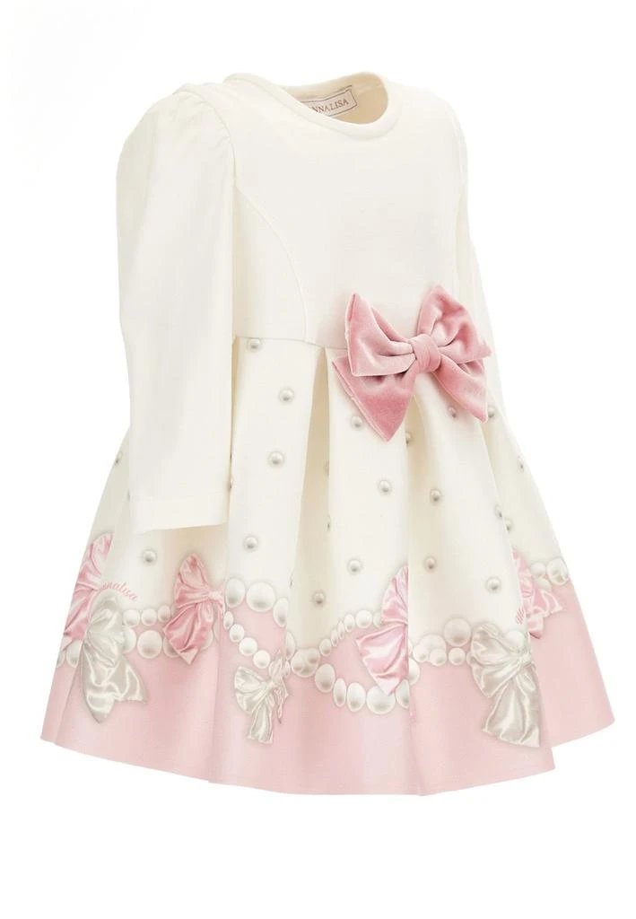 商品MONNALISA|Monnalisa Velvet Maxi Bow Long-Sleeved Flared Dress,价格¥1121,第3张图片详细描述