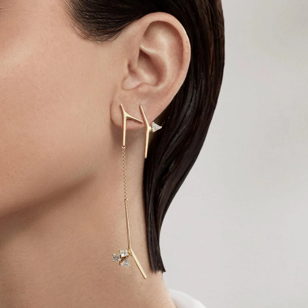 商品AME|Âme Trio 18K Yellow Gold, Lab-Grown Diamond 1.50ct. tw. Long Bar Drop Earrings,价格¥23710,第2张图片详细描述