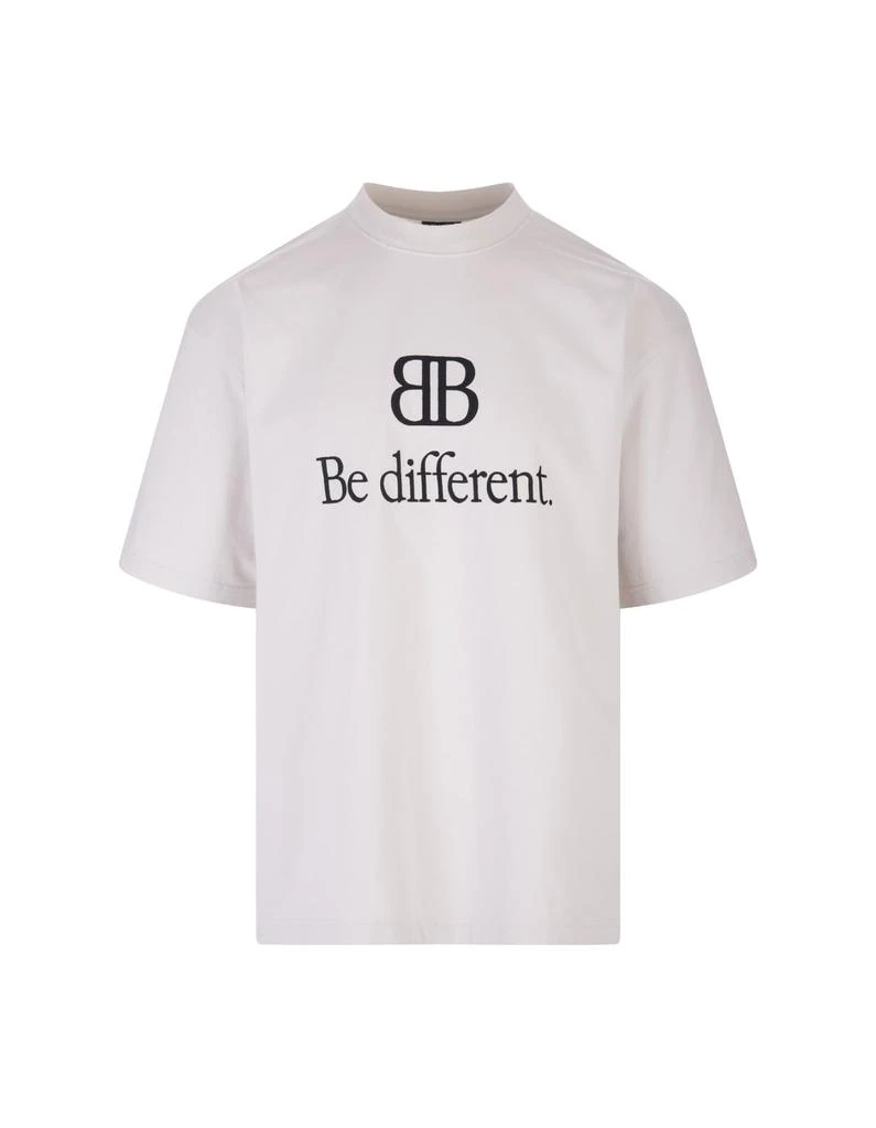 商品Balenciaga|Balenciaga Man Bb Be Different Large Fit T-shirt In Ecru,价格¥2939,第1张图片