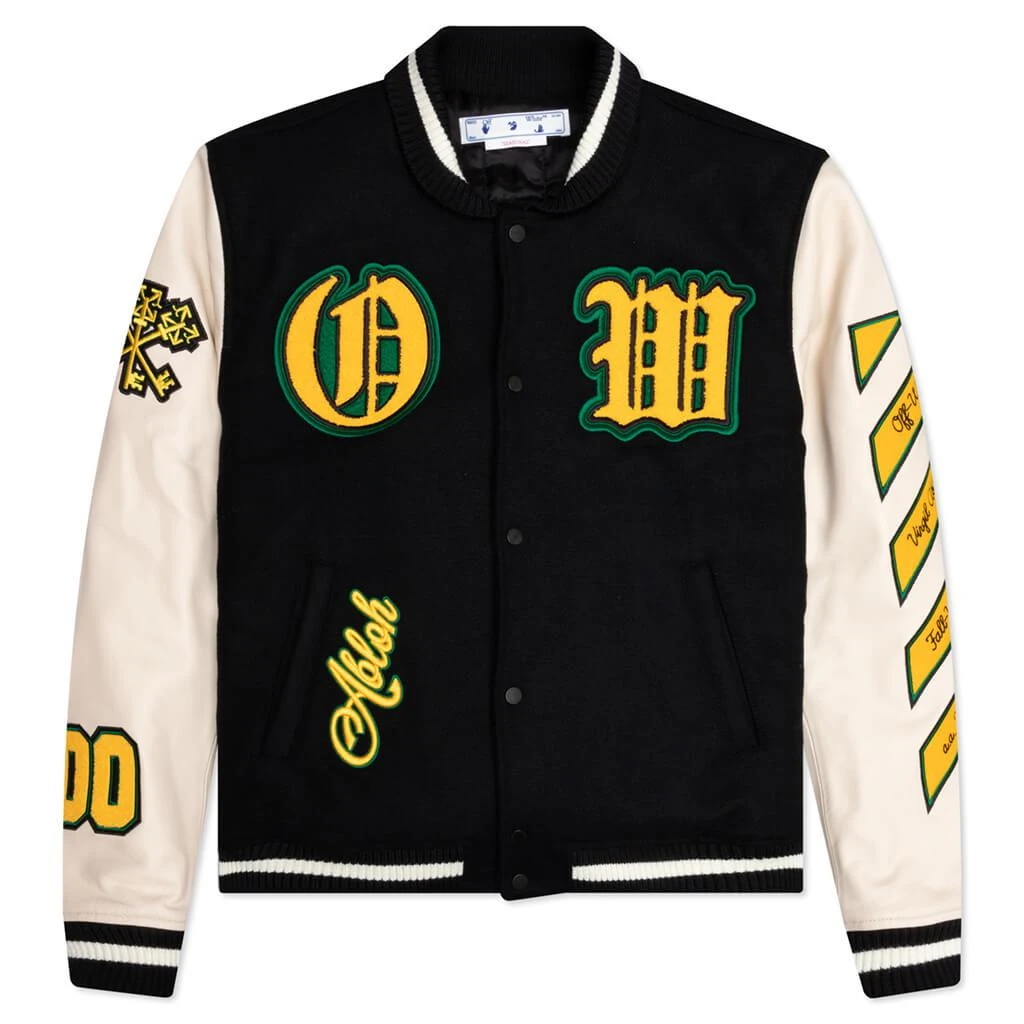 商品Off-White|Graphics Leather Varsity - Black/Yellow,价格¥25184,第1张图片