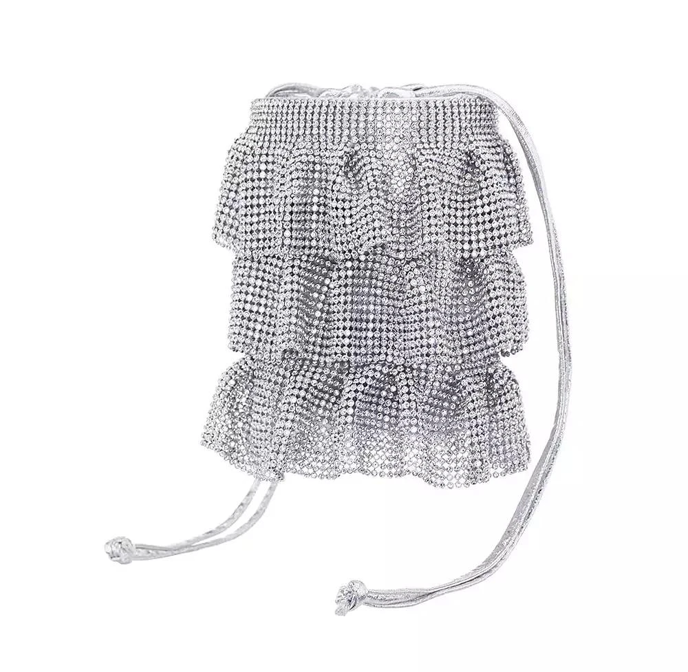 商品Nina|4 Tired Crystal Mesh Pouch Bag,价格¥436,第2张图片详细描述