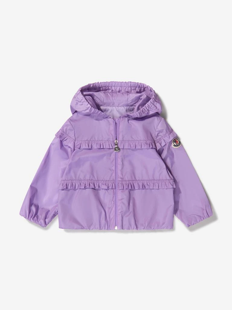 商品Moncler|Moncler Lilac Baby Girls Ruffle Trim Hooded Hiti Jacket,价格¥1080,第1张图片