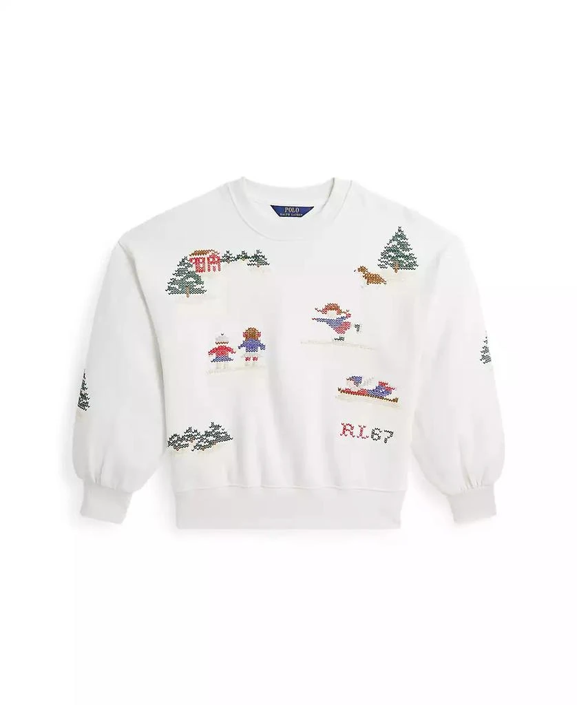 商品Ralph Lauren|Big Girls Embroidered Fleece Sweatshirt,价格¥472,第1张图片