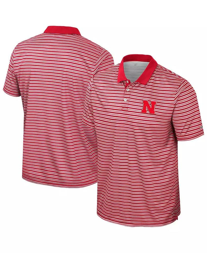 商品Colosseum|Men's Scarlet Nebraska Huskers Striped Polo Shirt,价格¥371,第1张图片