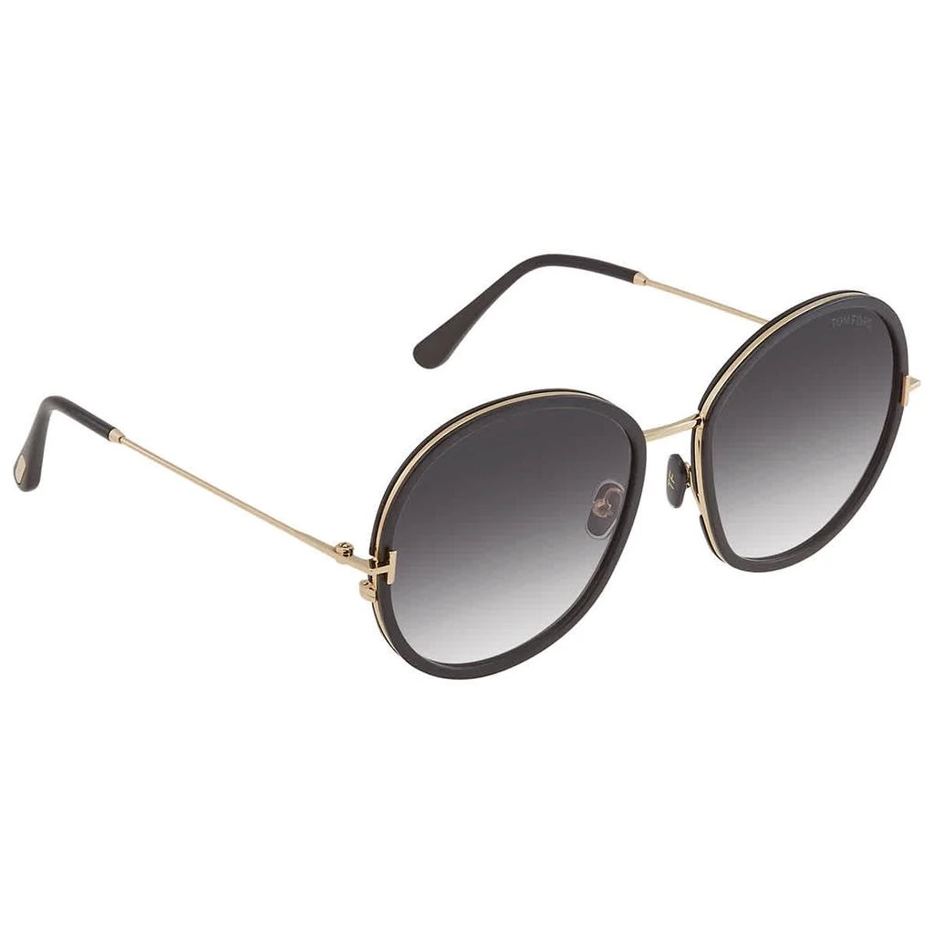 商品Tom Ford|Gradient Smoke Round Ladies Sunglasses FT0946 01B 58,价格¥1488,第3张图片详细描述