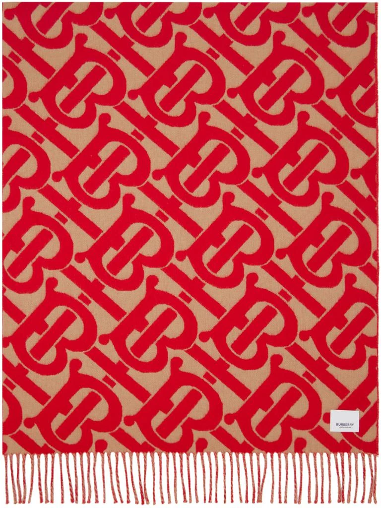 商品Burberry|红色 & 黄褐色 Jacquard Monogram 围巾,价格¥6438,第2张图片详细描述