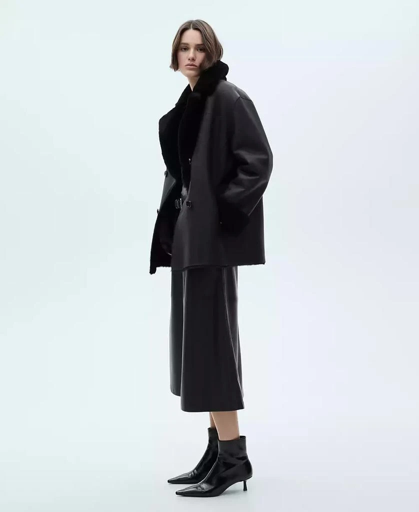 商品Mango|Women's Double-Breasted Leather Coat,价格¥4047,第2张图片详细描述