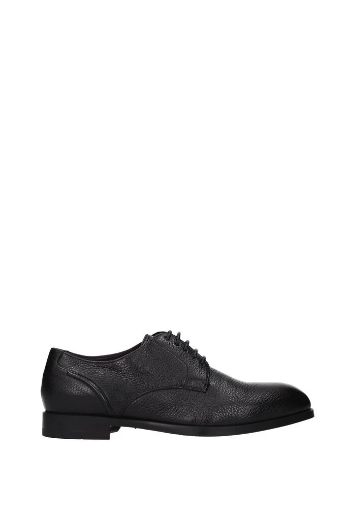 商品Zegna|Lace up and Monkstrap Leather Black,价格¥2276,第1张图片