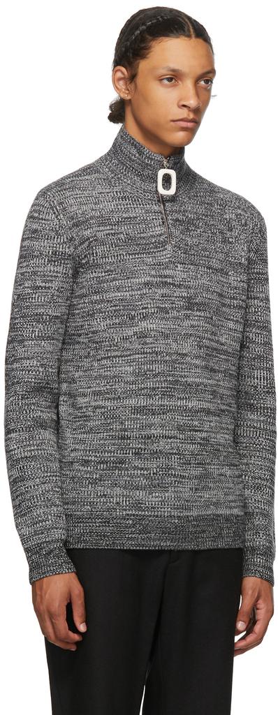 Grey Roll Neck Half-Zip Sweater商品第2张图片规格展示