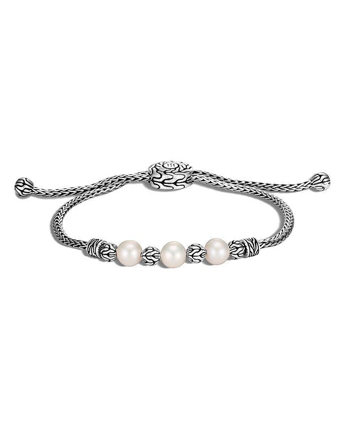 商品John Hardy|Sterling Silver Classic Chain Cultured Freshwater Pearl Slider Bracelet,价格¥3701,第1张图片