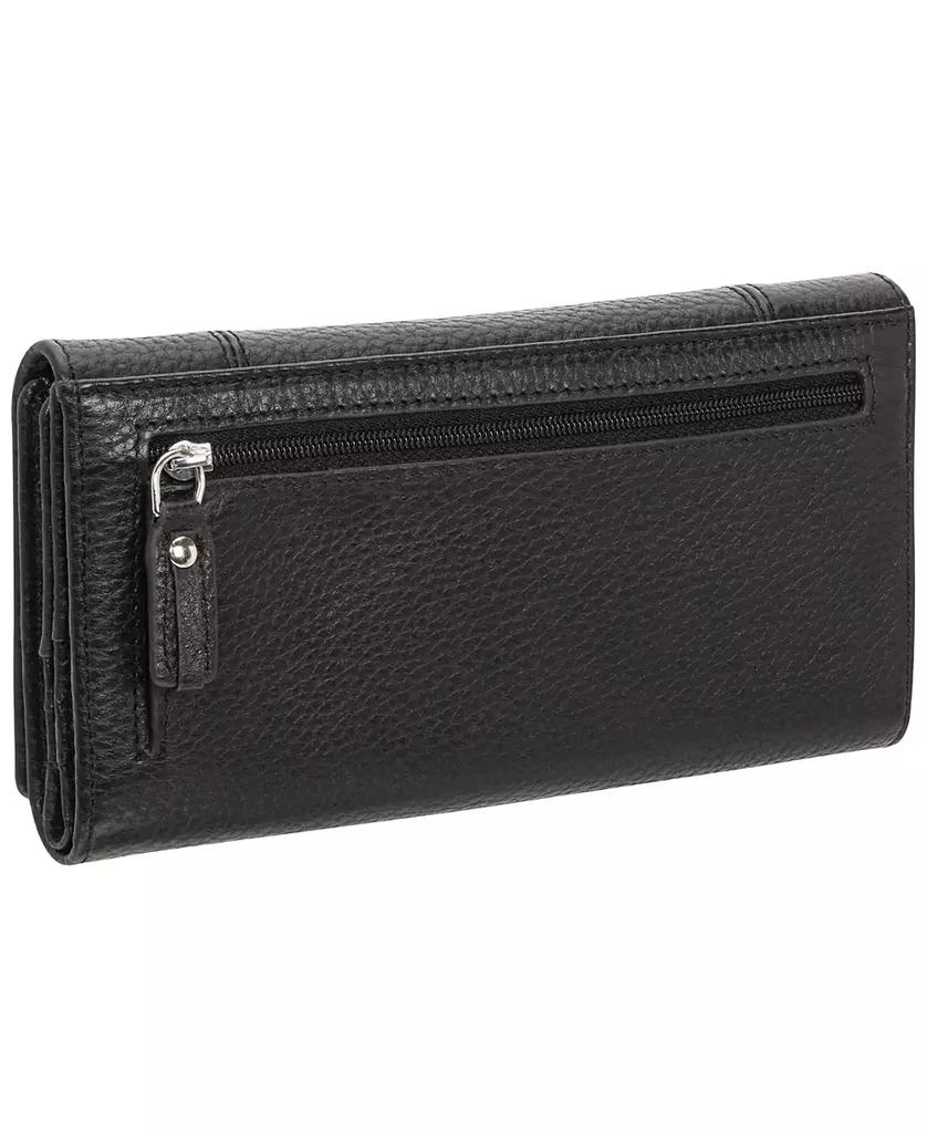 商品Mancini Leather Goods|Women's Pebbled Collection RFID Secure Trifold Wing Wallet,价格¥557,第3张图片详细描述