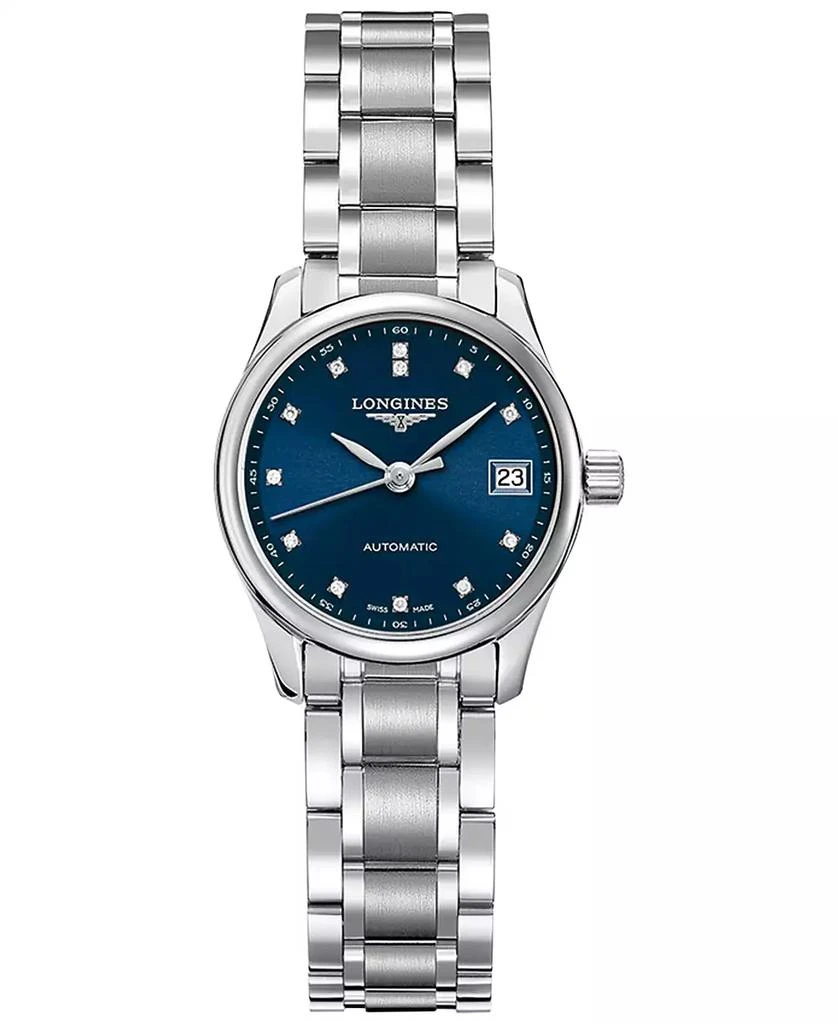 商品Longines|Women's Swiss Automatic Master Collection Diamond Accent Stainless Steel Bracelet Watch 26mm L21284976,价格¥17673,第1张图片